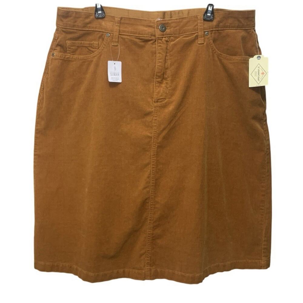St. Johns Bay Corduroy Skirt Size 16 W NEW Secretly Slender Roasted Pecan Brown